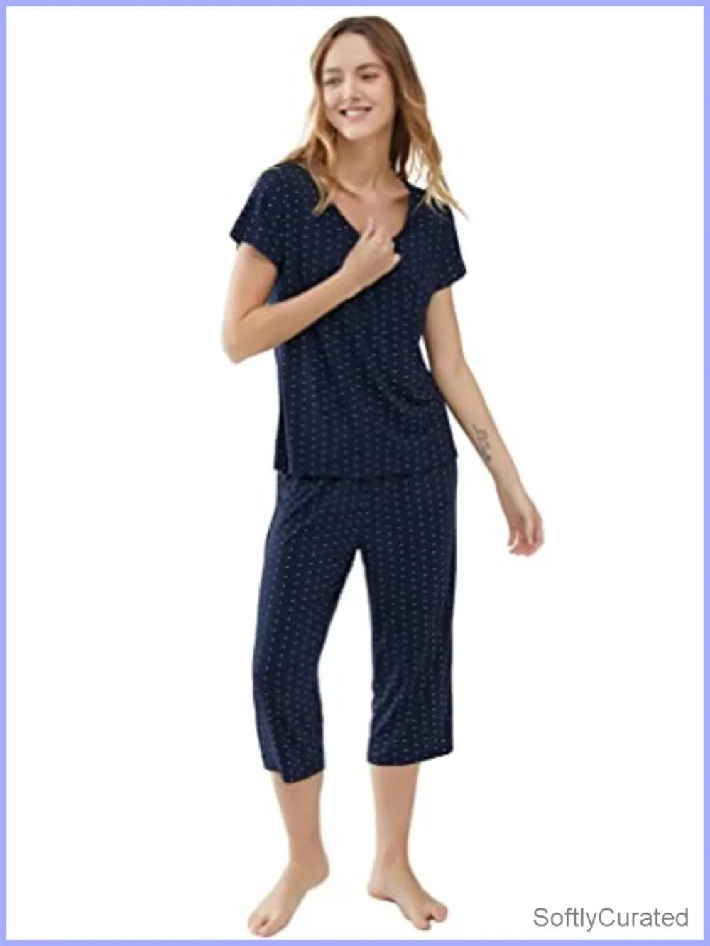 Viscose Made from Bamboo Pajama Set - Moisture Wicking Capri PJs